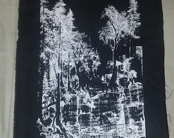 Parche "Gran Bosque Recuperado": naturaleza, parches punk, bosque, árbol, árboles, botánica, verde, anarquía, parches anarquistas, la Tierra Primero, ciudad