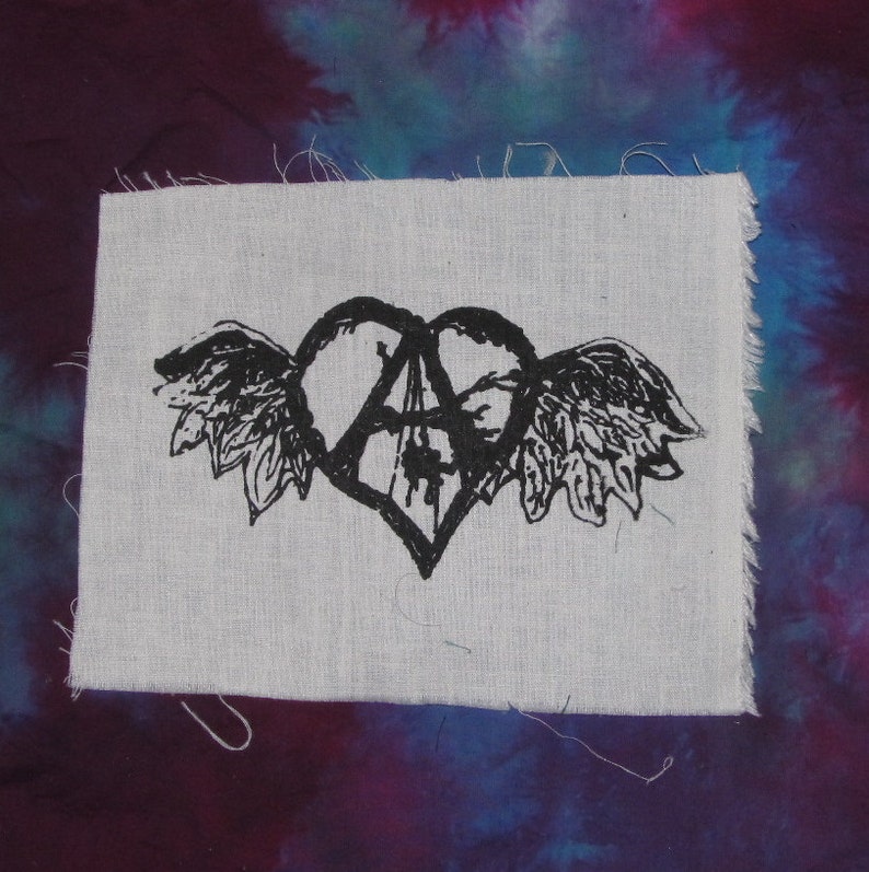 flying forest defender anarchy heart choose color, green OR black tree, punk patch, anarchy patches, original art image 2