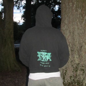 Hoodie - Don't Piss off the Ents, Green on Black, Small - shiny unisex zip front zipper pockets drawstring hood sweatshirt hooded sweater