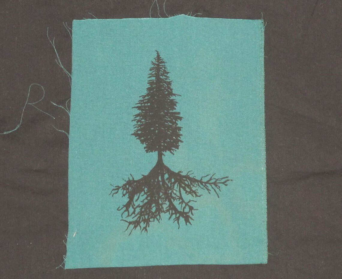 Tree Punk Patch Tree Patch - Conifer & Tree Roots, Choose Black White Green - Western ...