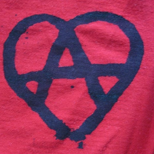 Anarchy Heart Patch, black on red - anarchy patch, punk patch, anarchist patches, anarchy heart symbol, anarchy heart, love, solidarity