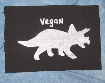 Vegan patch, patch dinozaurów, Triceratops, patch Vegan, wybierz kolor-fioletowy, zielony, biały-freegan punk plastry jaszczurka Dino