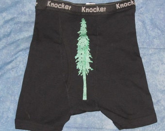 Tree spodenki, Small-Douglas jodły, Black-Boxer krótkie spodenki sitodruk sitodruku Las seksowny dar mężczyzna facet Trunks chłopiec