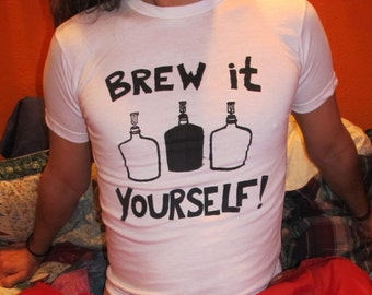 Napar to sobie, medium, czarny na białym, sitodruku TShirt-shirt piwo, koszula Homebrew Unisex w piwo Gąsiory