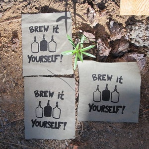 Brew It Yourself Patch, Small Black on White homebrew beer patch with carboys do it diy brewer wine kombucha organic hops homebrewer image 4