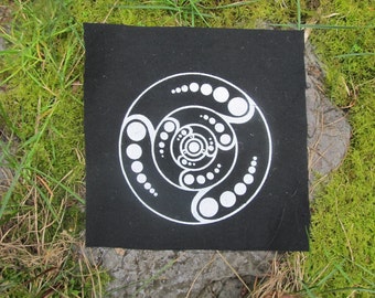 Geometric Orbital Patch  Black - sacred geometry, punk patches, magic, crop circle patch, awesome, planets orbs orbit, occult patch, hippie