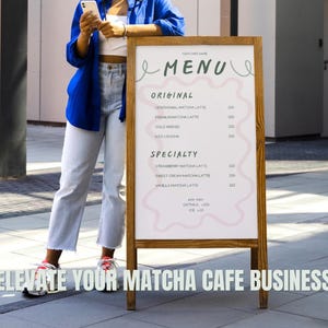 Matcha Cafe Menu Printable Canva Template Custom Editable Branding Kit Business Coffee Shop Restaurant Homecafe Green Tea Drinks Menu Design Cafe Shopfront Customer