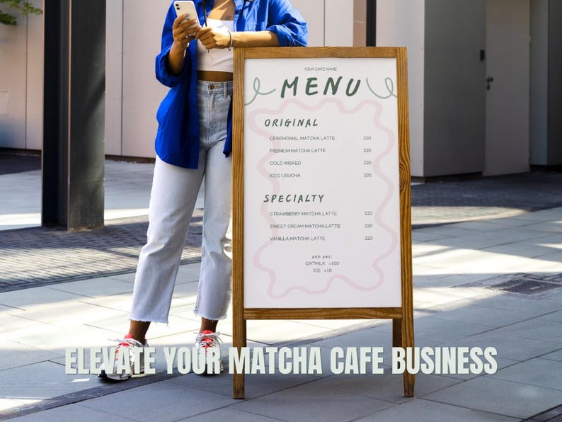Matcha Cafe Menu Printable Canva Template Custom Editable Branding Kit Business Coffee Shop Restaurant Homecafe Green Tea Drinks Menu Design Cafe Shopfront Customer