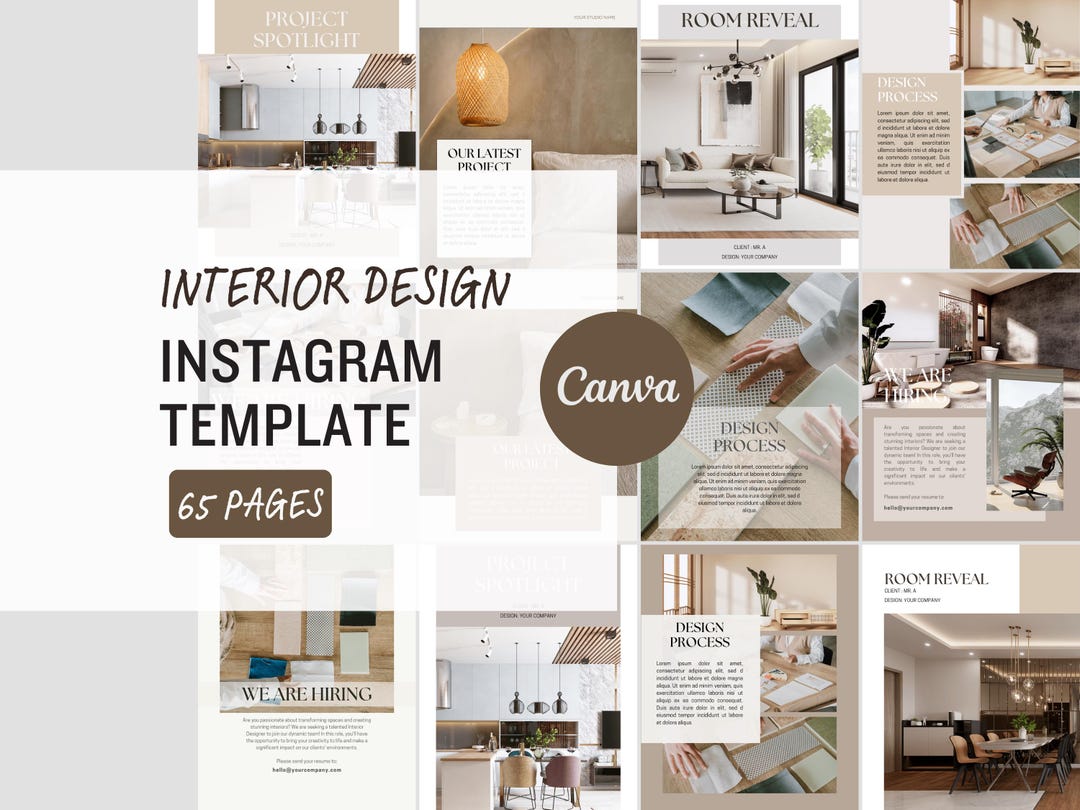 Interior Design Instagram Templates – Minimalist Canva Social Media Kit ...