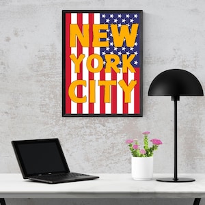 NYC American Flag Art Print: Patriotic Gallery Wall Decor (Digital Download)