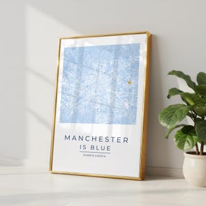 Etihad Stadium Map Print, Manchester City Football Wall Art, Minimalist Poster