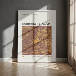 Northwest Stadium Map Print, Washington Commanders Football Wall Art, Minimalist Poster