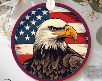 American Eagle Patriotic Christmas Ornament 2025: Red White Blue Flag Decor
