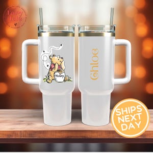 Personalized Winnie Tumbler 40oz – Cute Bear Cup for Kids & Disney Lovers – Custom Pooh Gift Idea, Disney Gift for Children