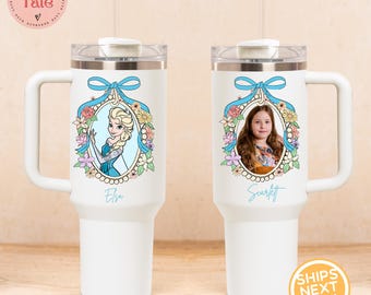 Custom Disney Princess Tumbler with Photo, 40oz Stainless Steel Cup
