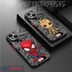 Marvel Superhero Schutzhülle für iPhone 7 bis 15 Pro Max – Weiches Silikon + Klare Rüstung Cover mit Spider-Man, Iron Man, Groot & mehr