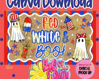Red White and Boo | Editable Canva Banner | Banner Template | Fourth of July | 35x60 Banner
