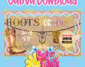 Boots or Bows | Editable Canva Banner | Banner Template | Gender Reveal | 35x60 Banner | Western