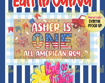All American Boy | Editable Canva Banner | Banner Template | First Birthday | 35x60 Banner
