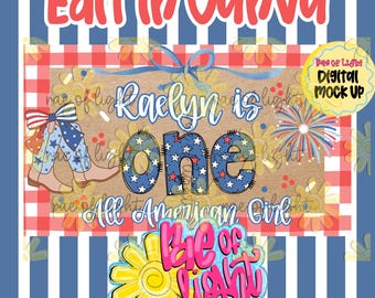 All American Girl | Editable Canva Banner | Banner Template | First Birthday | 35x60 Banner