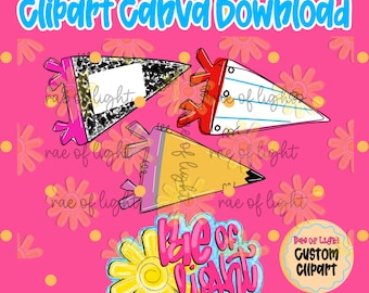 School Flag Clipart | Custom Clipart | Canva Template | Back to School | Pencil | Notebook
