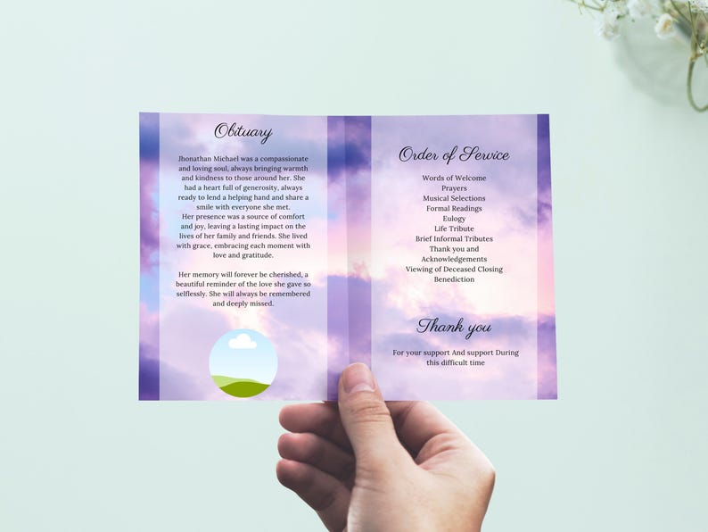 Purple Funeral Program Template Celebration of Life Program Obituary