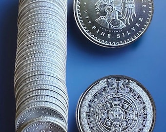 1/10 oz Silver Aztec Calendar. BU Uncirculated MS +++