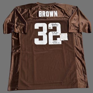 Jim Brown signed jersey. Schwartz