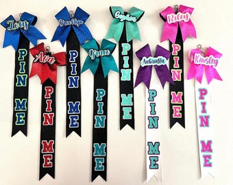 Cheer Pin Me Ribbon / Cheer Competition Ribbon / Personalized