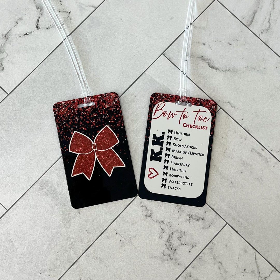 Cheer Backpack Tags Personalized Cheerleading Bag Tag: Glitter