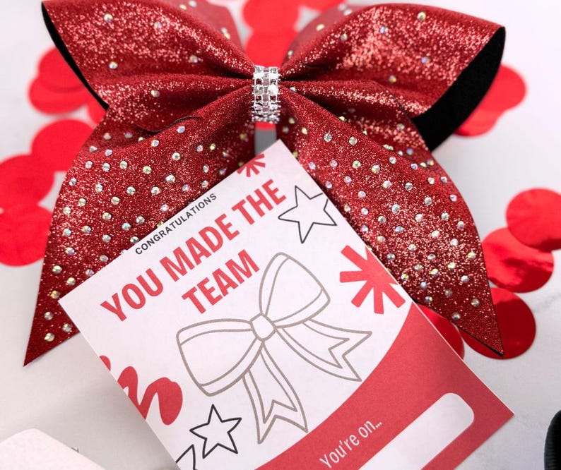 Red Cheer Card Cheerleader Team Reveal Card All Colors - Etsy