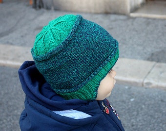 Knitting Pattern (PDF file9 Two Colors Toddler Hat (12-24 /24-36 months)