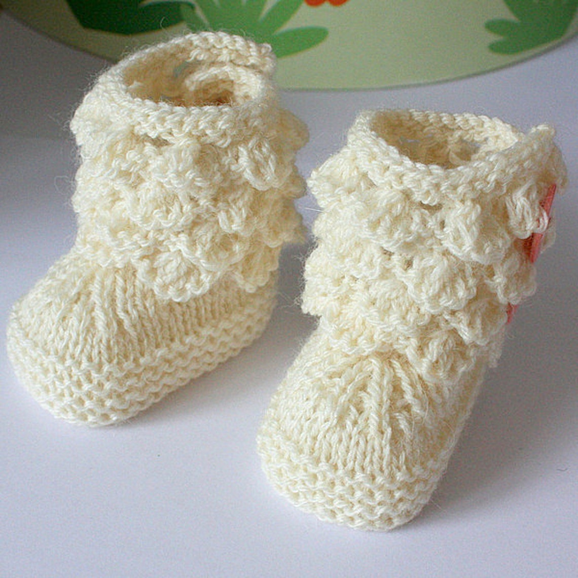 Knitting Pattern PDF File Sea Shells Baby Boots sizes 06/612 Months