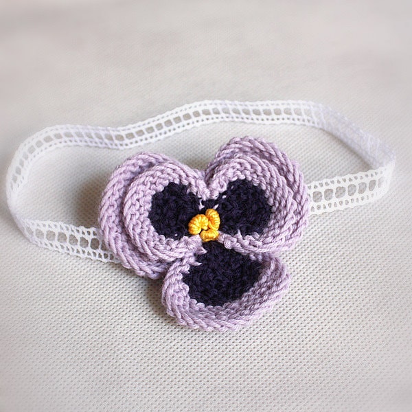 Knitting Pattern (Pdf file) Pansy headband