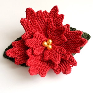 Breipatroon (pdf-bestand) Kerstbloem - Hoofdband/broche/haaraccessoires