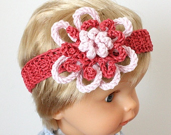 Fantasy Flower Headband Knitting Pattern PDF, Girl Hair Accessory, Doll