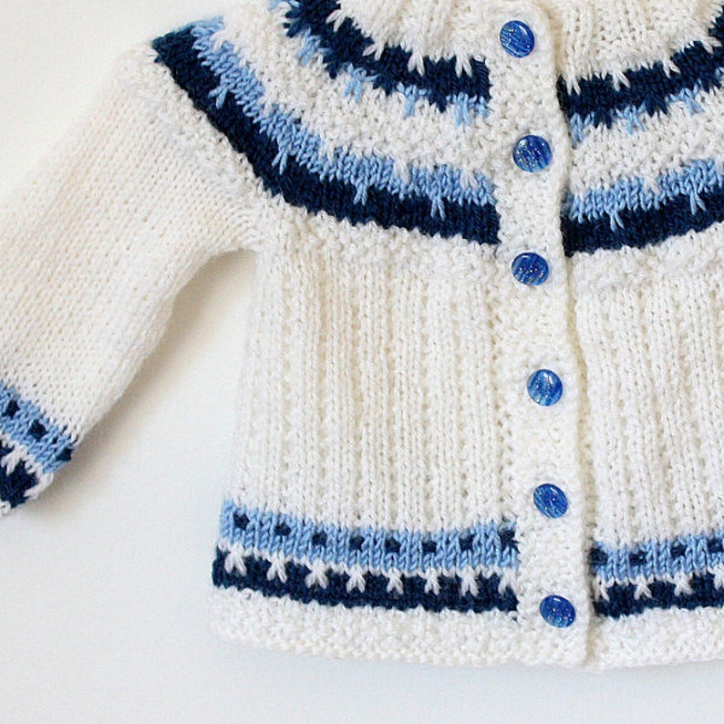 Knitting Pattern PDF file Baby Cardigan Color Work sizes 0 up to 2 years image 2