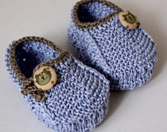 Knitting Pattern -  Baby Booties Funny Cats (0-6/6-12 months)