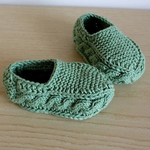 Knitting Pattern (PDF file) Cable Slippers for Baby and Toddler (sizes from 3 months till 3 years old)