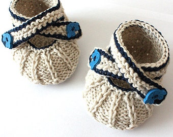 Knitting Pattern (PDF file)  Cross Strap Baby Booties (sizes 0-3/3-6/6-9/9-12 months)