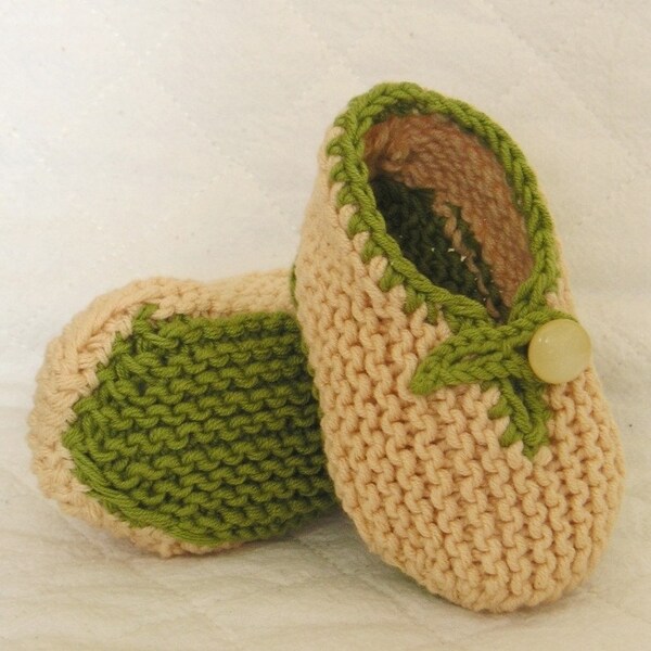 KNITTING PATTERN (PDF file) - SLIPPERS two colour for BABY (sizes - 0-3\/3-6\/6-9 month)