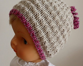 Kniting Pattern (PDF file) Stream Baby Hat ( sizes for 0-3/3-6/6-12/12-24 months)