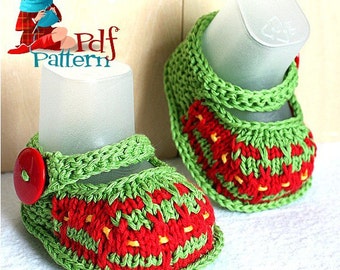 Knitting Pattern (PDF file)  Crazy Colors Baby Bootiess (sizes 0-6/6-9/9-12 months)