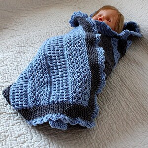 Knitting Pattern pdf File Baby Blanket Blue & Grey - Etsy