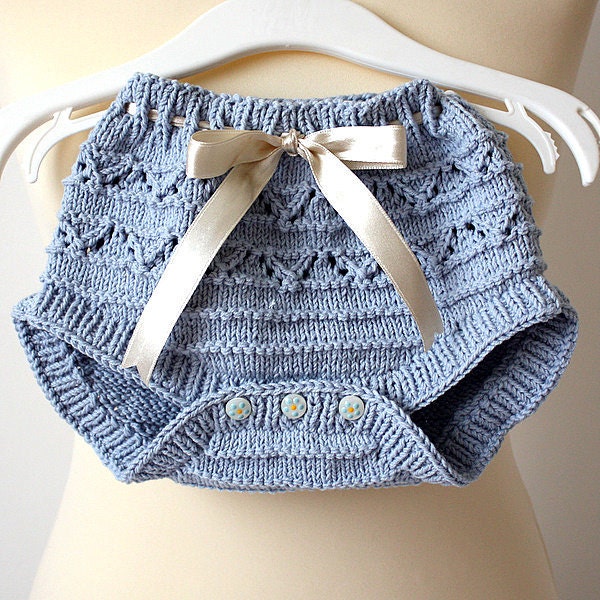 Knitting Pattern (pdf file) Baby Pants - diaper cover (sizes 1/3/6 months)