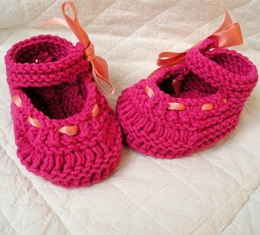 Knitting Pattern PDF file Baby Shoes Mary Jane with Ribbon | Etsy