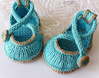 Baby Booties Knitting Pattern PDF, Kitten Baby Shoes, Wrap Style, Criss-Cross Button Closure, 0-12 Months, Easy Knit Project