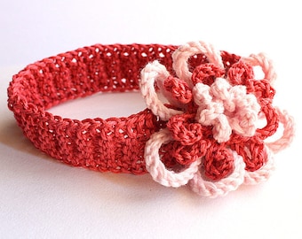 Knitting Pattern (pdf file) Fantasy Flower Headband / Brooch