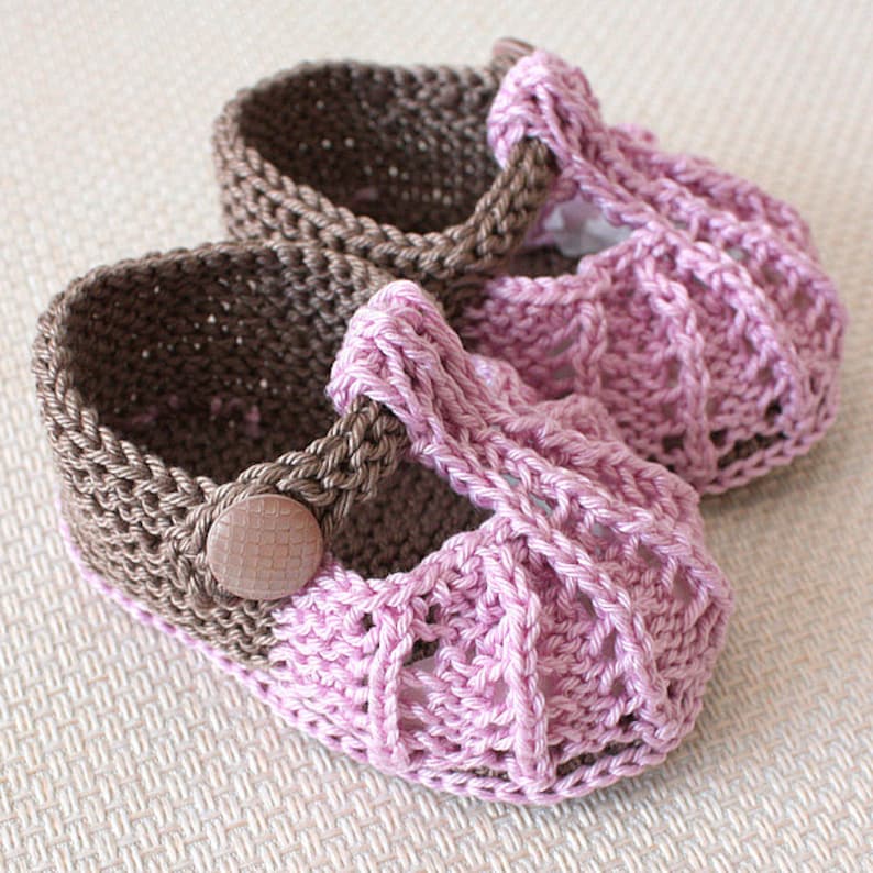 Knitting Pattern PDF file Little Beads Baby Shoes sizes 0-3/3-6/6-9/9-12 months image 1