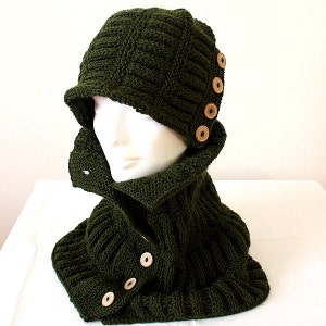 Knitting Pattern Buttoned Hat 3 pdf file sizes toddler child adult image 5